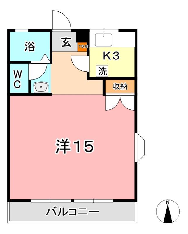 ブールブランシュB棟(1K/1階)の間取り写真