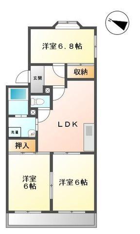 ハイツ株山(3DK/1階)の間取り写真