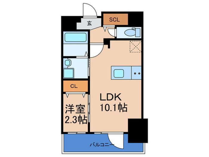 エスリードレジデンス大阪福島シティクロス(1LDK/12階)の間取り写真