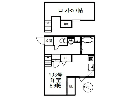 シーエスコート(ワンルーム/1階)の間取り写真