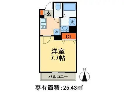 カーサスミレセグンダ(1K/3階)の間取り写真