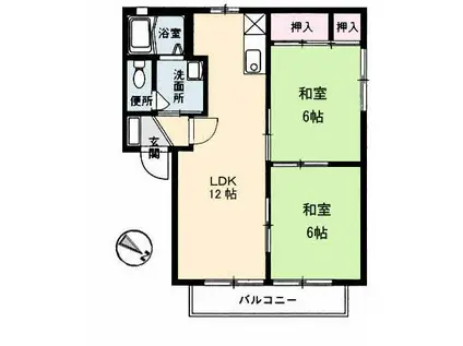 コーポ松浦II(2LDK/2階)の間取り写真