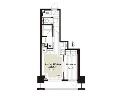 オープンレジデンシア麻布六本木(1LDK/7階)の間取り写真