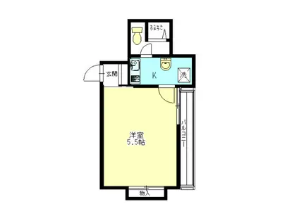 KEIコーポ白楽(1K/2階)の間取り写真