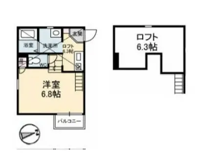 ALPHA・THE・TERRACE 駅南通(ワンルーム/2階)の間取り写真