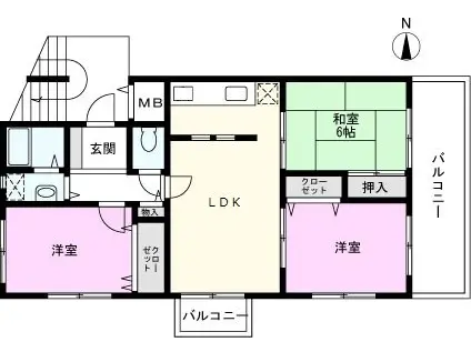 ガーデンハイツB棟(3LDK/2階)の間取り写真