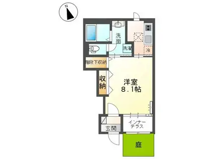 岩倉市神野町又市APIII期(1K/1階)の間取り写真