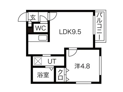 ルーク南4条(1LDK/2階)の間取り写真