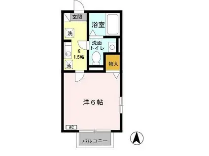 セジュール・MORITA(1K/2階)の間取り写真