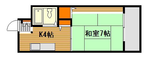 宮内サンセットヒルズII(1K/4階)の間取り写真