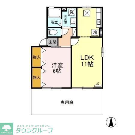 高崎グリーンハイツ V A/B(1LDK/1階)の間取り写真