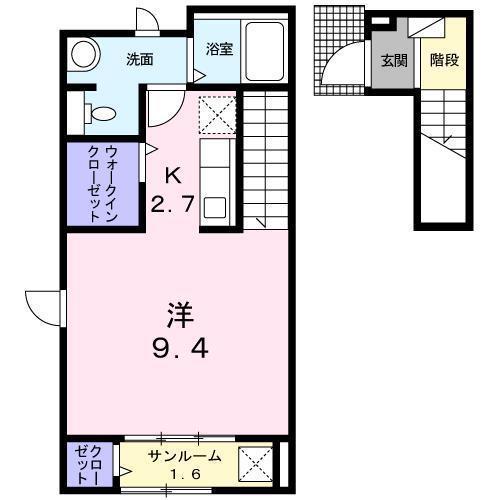 タートル・マウンテンII(ワンルーム/2階)の間取り写真