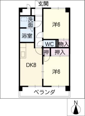 ルミエール(2DK/4階)の間取り写真