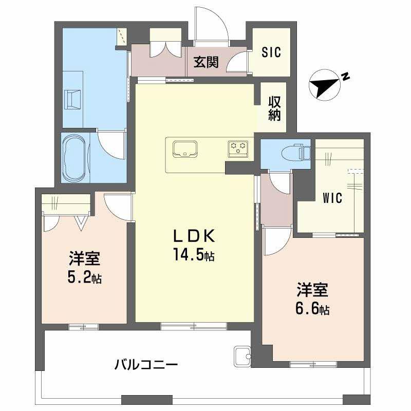 アルテーヌ浜寺元町(2LDK/2階)の間取り写真