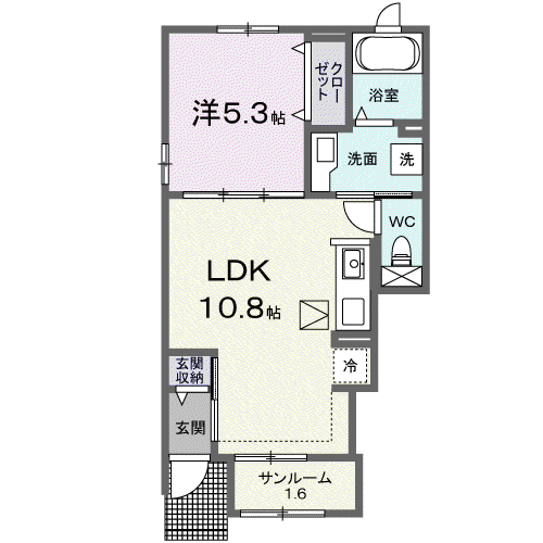 ベル リュミエール(1LDK/1階)の間取り写真