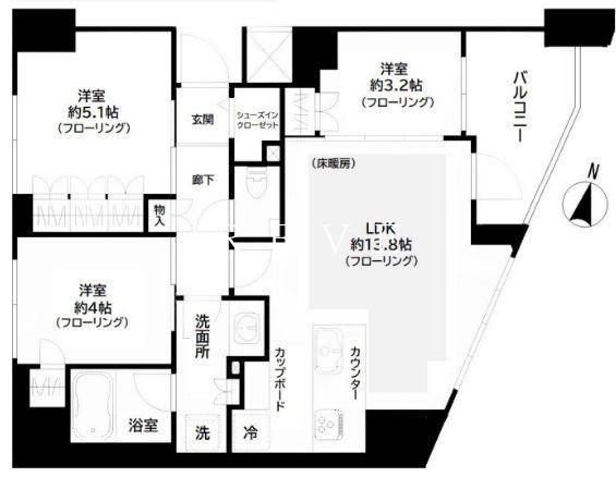 GREEN PARK文京西片(3LDK/3階)の間取り写真