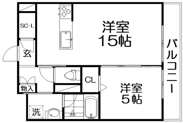SHAMAISON SOLEIL(1LDK/1階)の間取り写真