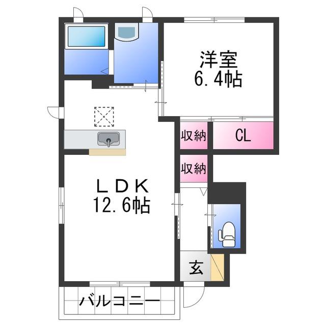 シャーメゾンベルテ(1LDK/1階)の間取り写真