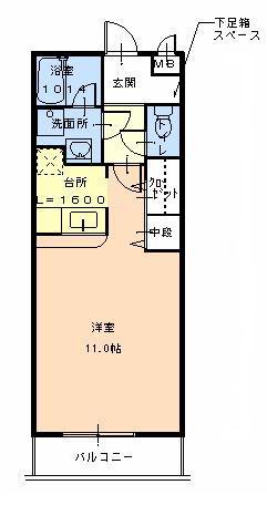 ルーチェ秋月(ワンルーム/1階)の間取り写真