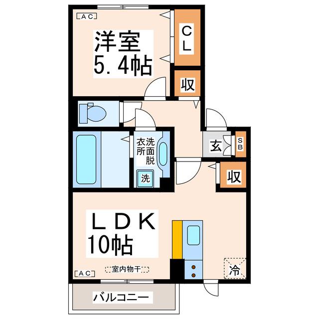 ハイツ・リヴェール(1LDK/2階)の間取り写真