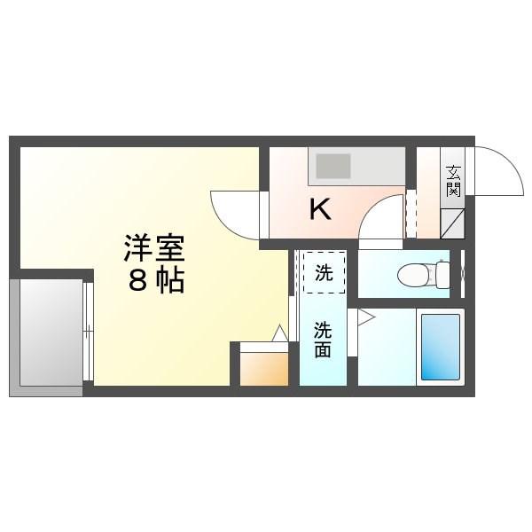 ヴィラ前之輪(1K/3階)の間取り写真