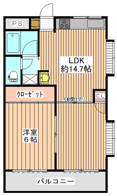 サンライズ船橋(1LDK/5階)の間取り写真