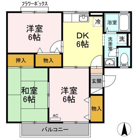 レーベンハイム(3DK/1階)の間取り写真