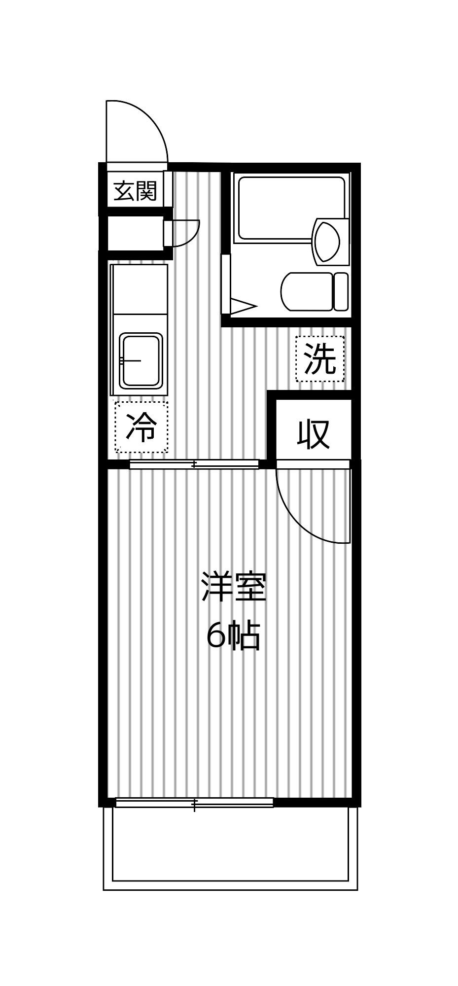 コーラルハイツ星川壱番館(1K/2階)の間取り写真