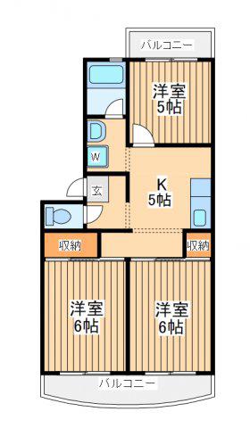 グリーンプラザ御園1号棟(3K/2階)の間取り写真
