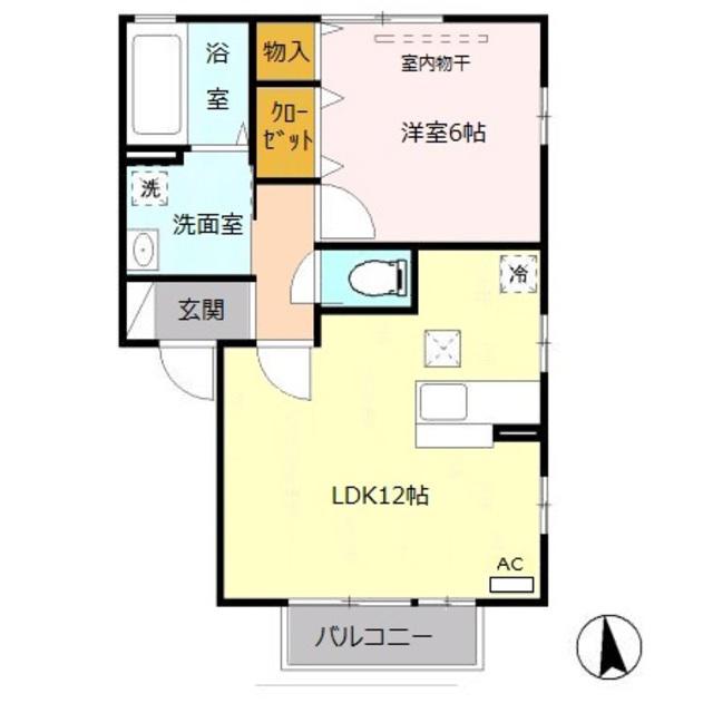 サンモール(1LDK/1階)の間取り写真