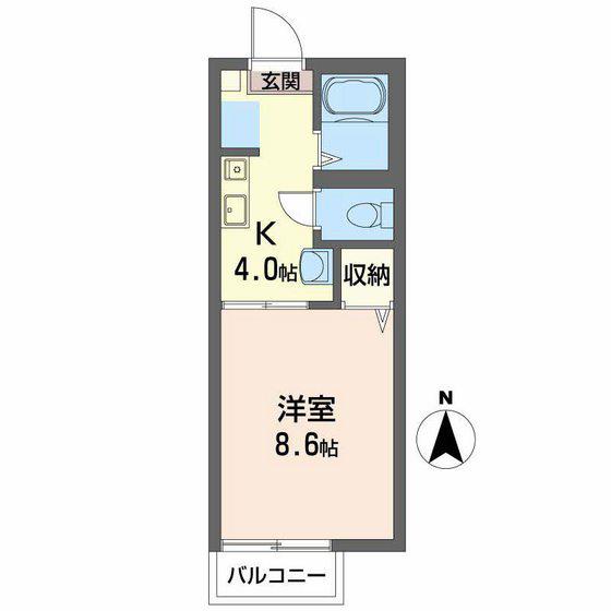 ペニーレイン(1K/1階)の間取り写真