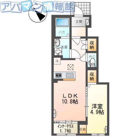 カヴァロ(1LDK/1階)の間取り写真