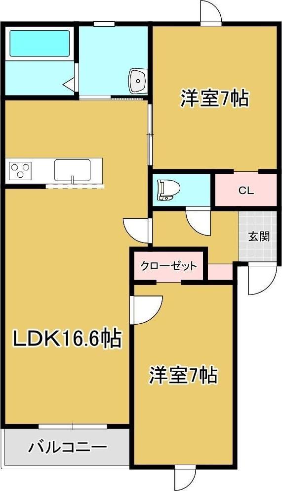DOLCE BOSCO(2LDK/1階)の間取り写真
