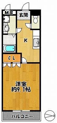 ファインステージ(1K/2階)の間取り写真