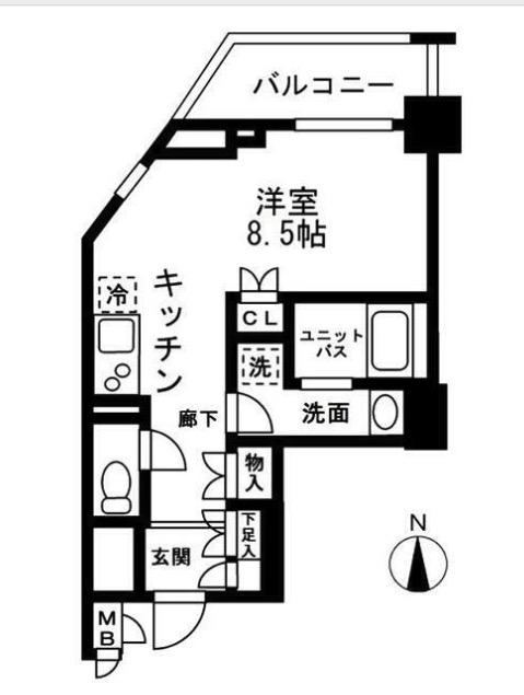 レジディア中落合A棟(ワンルーム/6階)の間取り写真