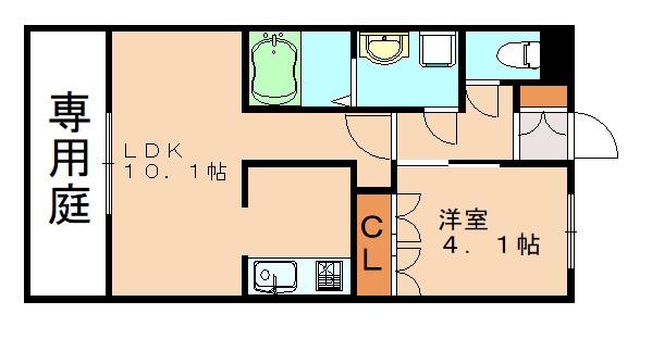 グランドK2(1LDK/1階)の間取り写真