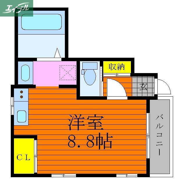 アリビオ下伊福(ワンルーム/1階)の間取り写真