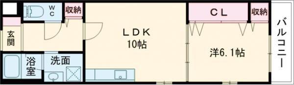 RIHITO鶴見(1LDK/2階)の間取り写真
