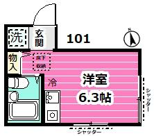 ウインズ鵠沼石上(ワンルーム/1階)の間取り写真