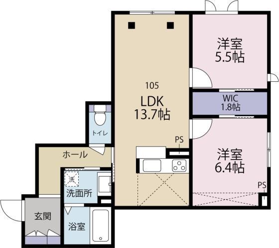 ハーバーサイト南山手(2LDK/1階)の間取り写真