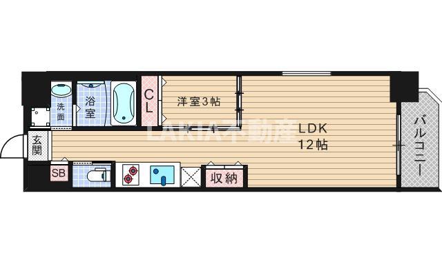 ラ・フォルム本町ウエスト(1LDK/3階)の間取り写真