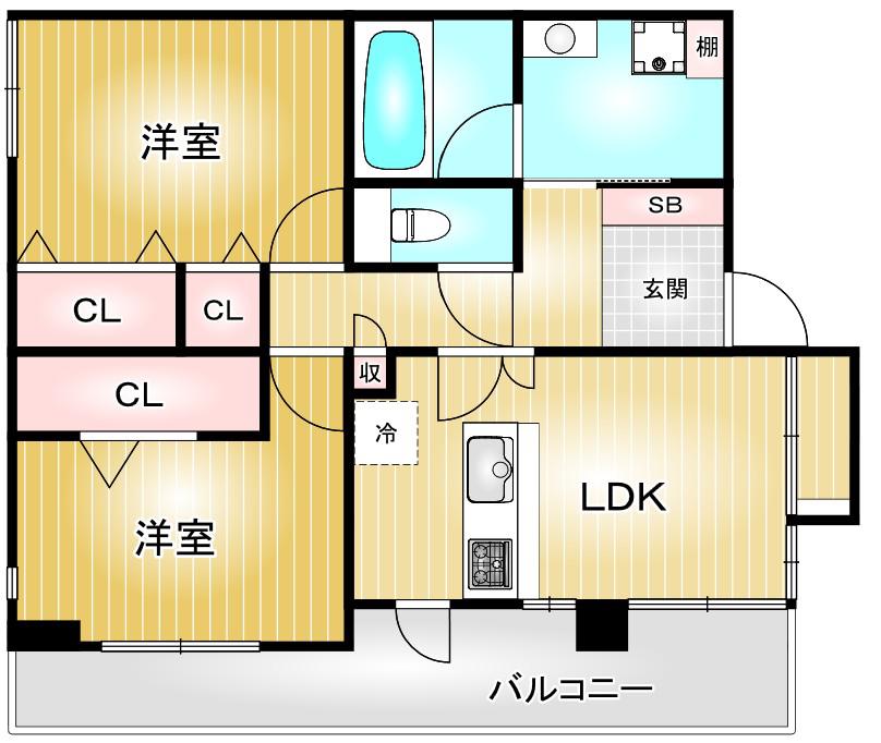 スクエア・アパートメント(2LDK/12階)の間取り写真