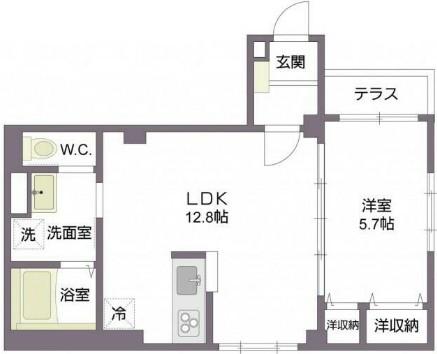 TRINITY SHIROKANE(1LDK/1階)の間取り写真