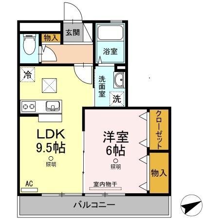 フレブラース(1LDK/1階)の間取り写真