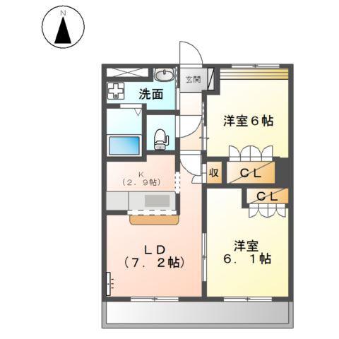さくらパレス(2LDK/2階)の間取り写真