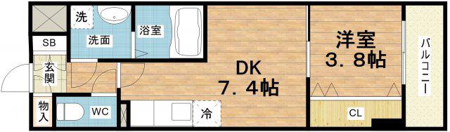 CITY PAL CREST TANIMACHI(1DK/11階)の間取り写真