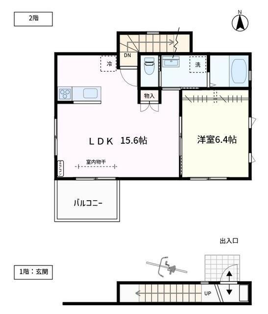 リーフコート(1LDK/2階)の間取り写真