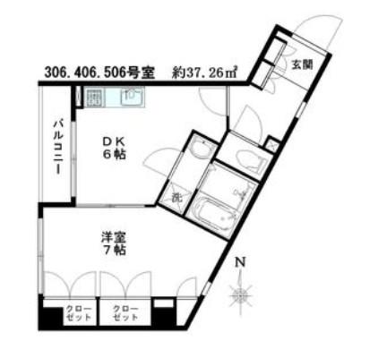 プレサージュ(1DK/5階)の間取り写真