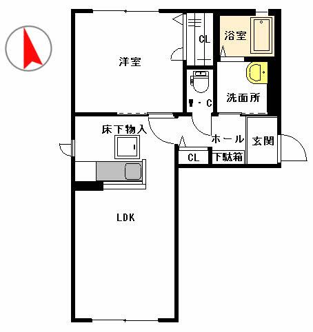 ヴェルドミールII(1LDK/1階)の間取り写真