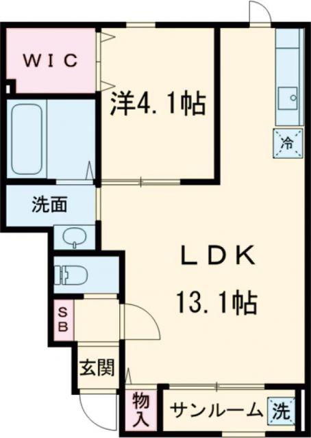 GRACE神道寺 2号棟(1LDK/1階)の間取り写真